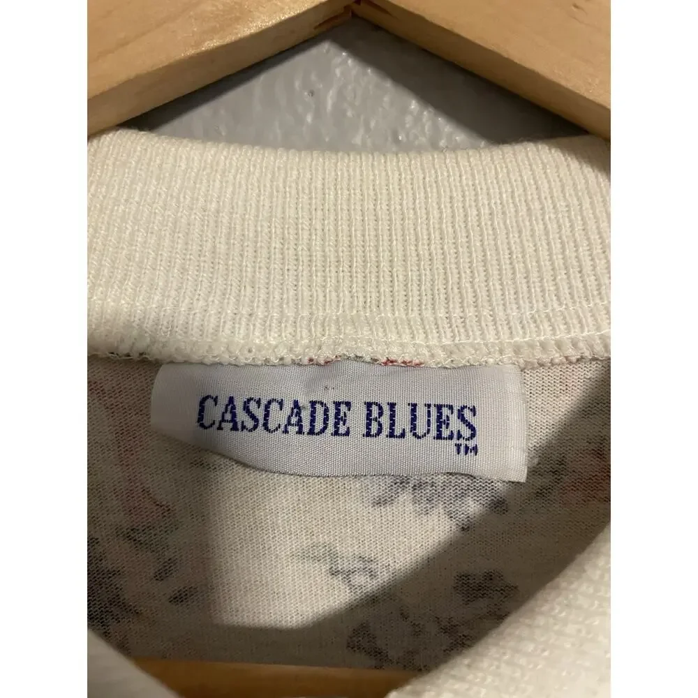 Vintage Women Top Size Large Floral Collared 3/4 Sleeve Romantic Cottagecore 90s - Picture 3 of 6